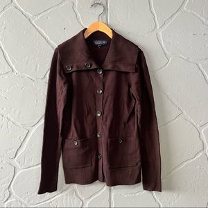 Jones NY Brown Button Down Sweater